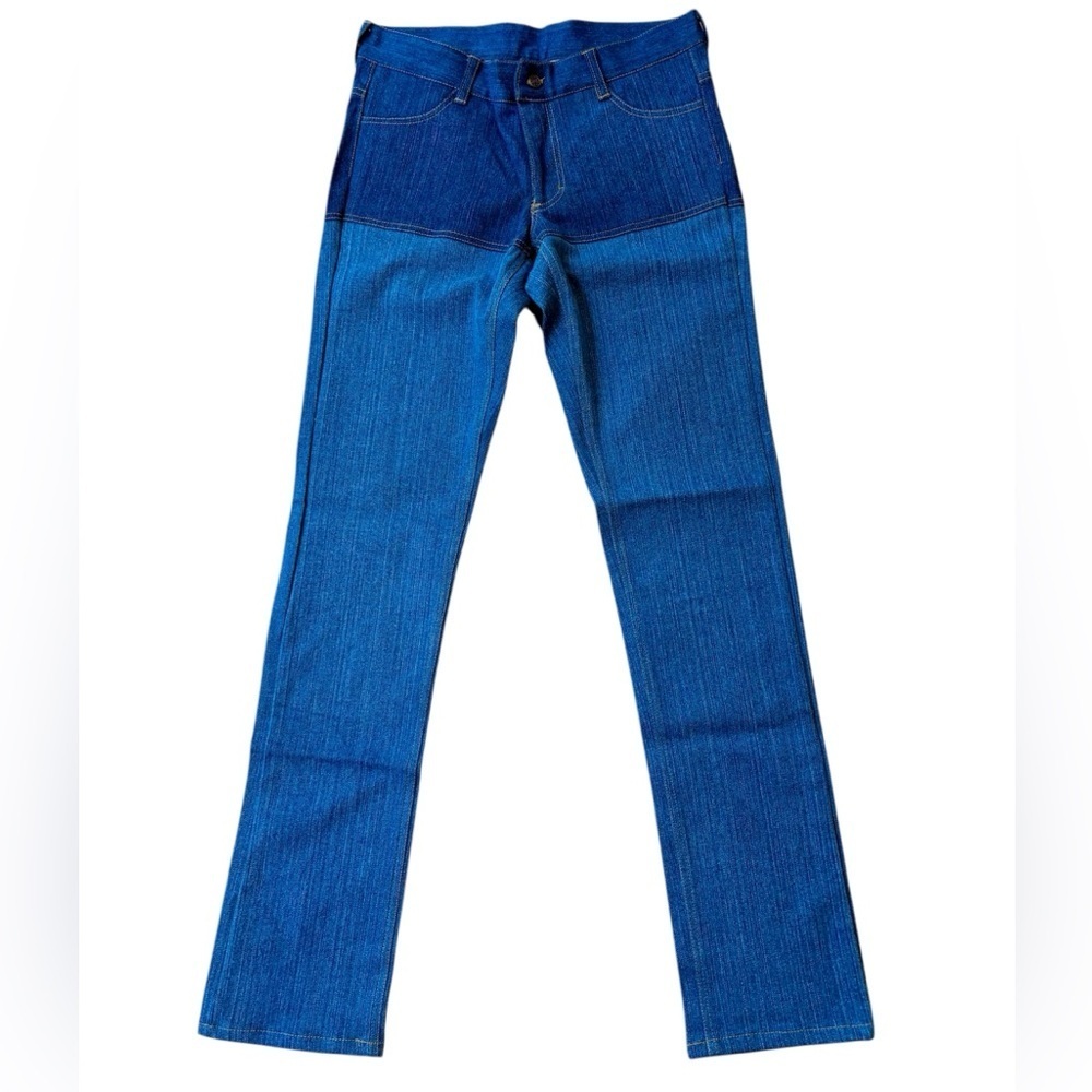 Vtg Visage Jeans Two Tone Denim Straight Leg NOS Size 2